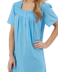 Marlon Womens Linear Floral 45" Short Sleeve Button Nightie