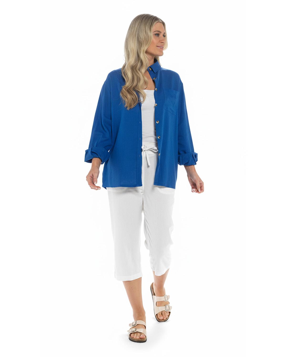 Indigo Roc Womens Relaxed Fit Linen Shirt