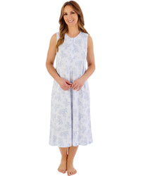 Slenderella Womens Bamboo Cotton Floral 42" Sleeveless Nightdress