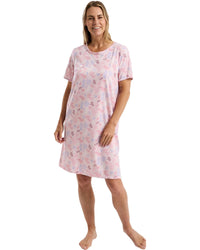 Marlon Womens Autumn Leaf Jersey Knee Length Nightdress