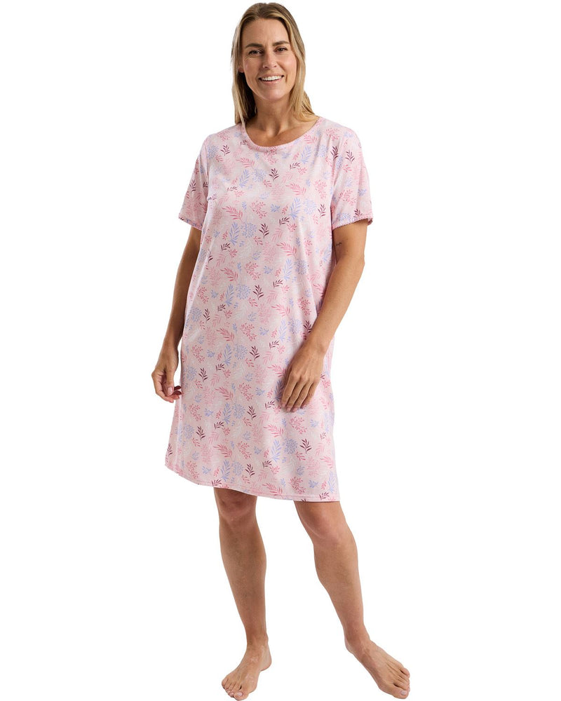 Marlon Womens Autumn Leaf Jersey Knee Length Nightdress