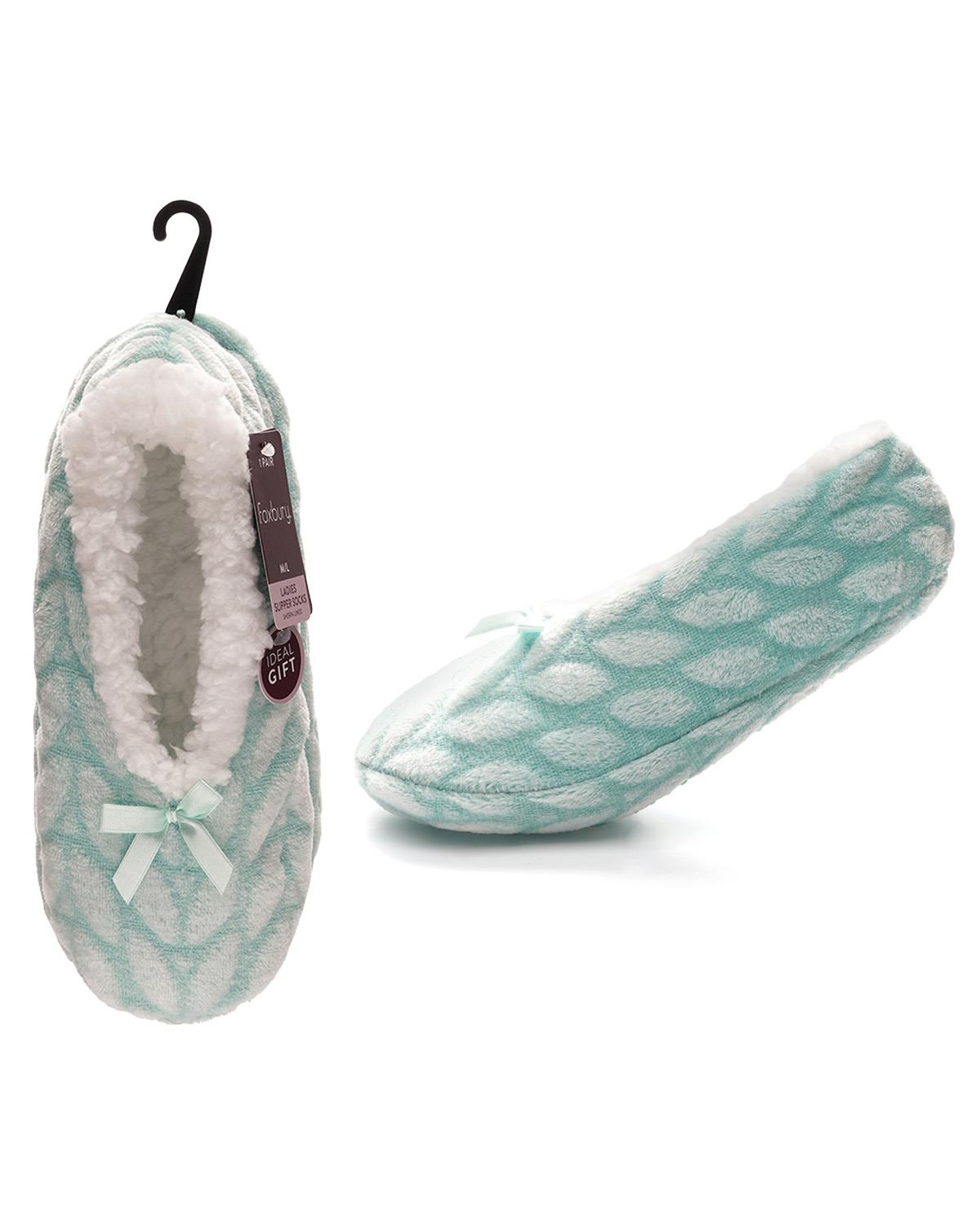 Foxbury Womens Sherpa Lined Leaf Slippers