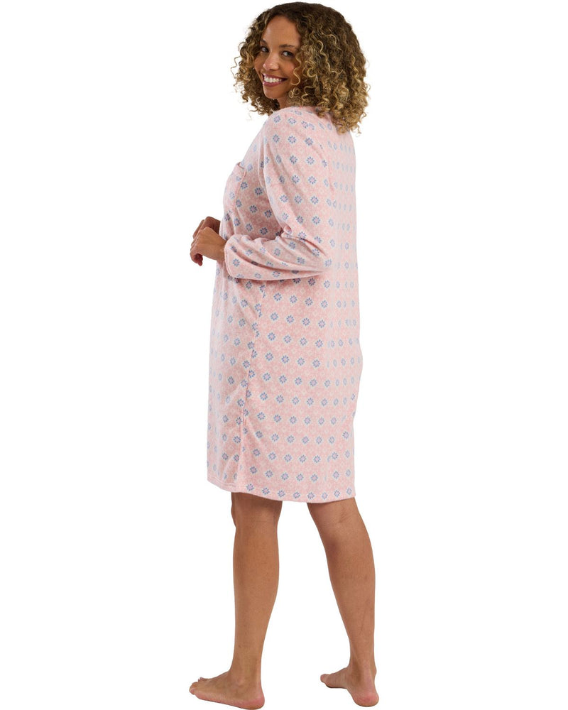 Indigo Sky Womens Fleur Geo Polished Fleece Nightshirt