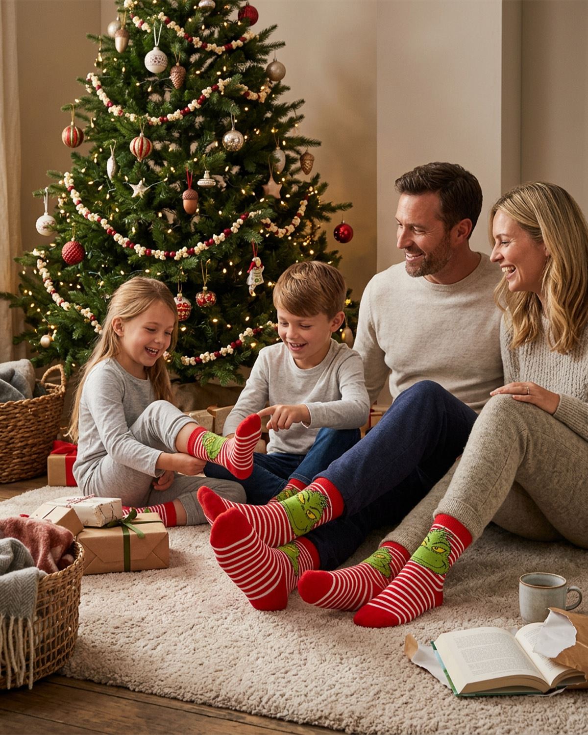 2 Pairs Grinch Slipper Socks - Gift Box