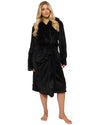 Loungeable Womens Ribbon Trim Luxury Fleece Hooded Maxi Robe