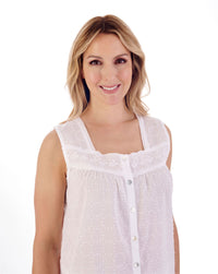 Slenderella Womens Dobby Dot Cropped 100% Cotton Pyjamas