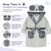 Kids Grey Panda Dressing Gown