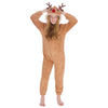 Kids Brown Sherpa Reindeer Onesie