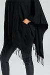 South Beach Womens Knitted Fringe Poncho