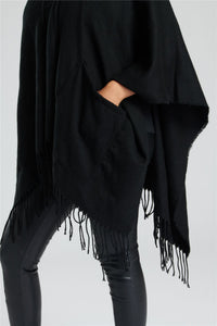 South Beach Womens Knitted Fringe Poncho