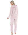 Womens Long Pile Fleece Hooded Pyjamas