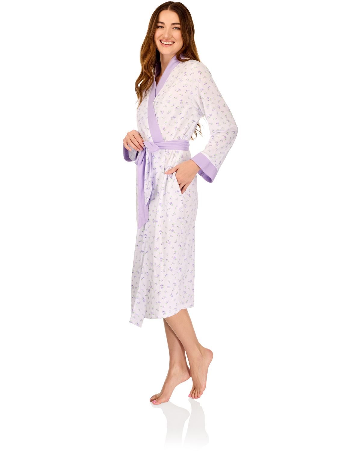 La Marquise Womens 'Vintage Blossoms' Long Sleeve Wrap Robe