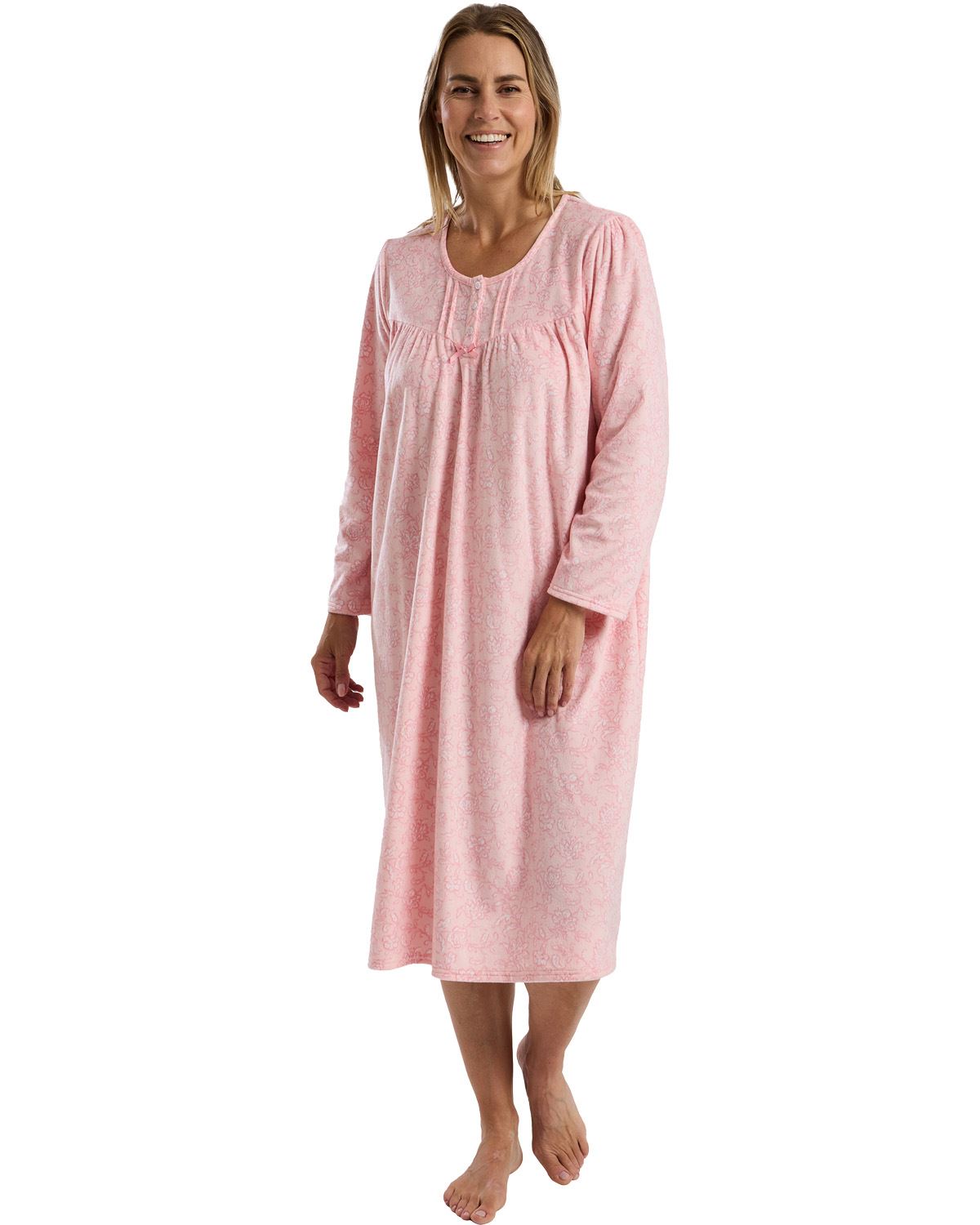 Marlon Womens Delicate Floral Fleece 45" Nightdress
