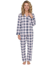 Indigo Sky Womens 100% Cotton Wincyette Button Pyjamas