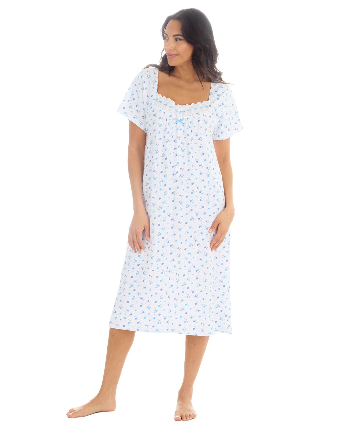 Cottonique Womens Jersey Cotton Short Sleeve Nightie