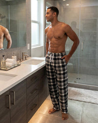 Cargo Bay Mens Polished Fleece Check Lounge Pants