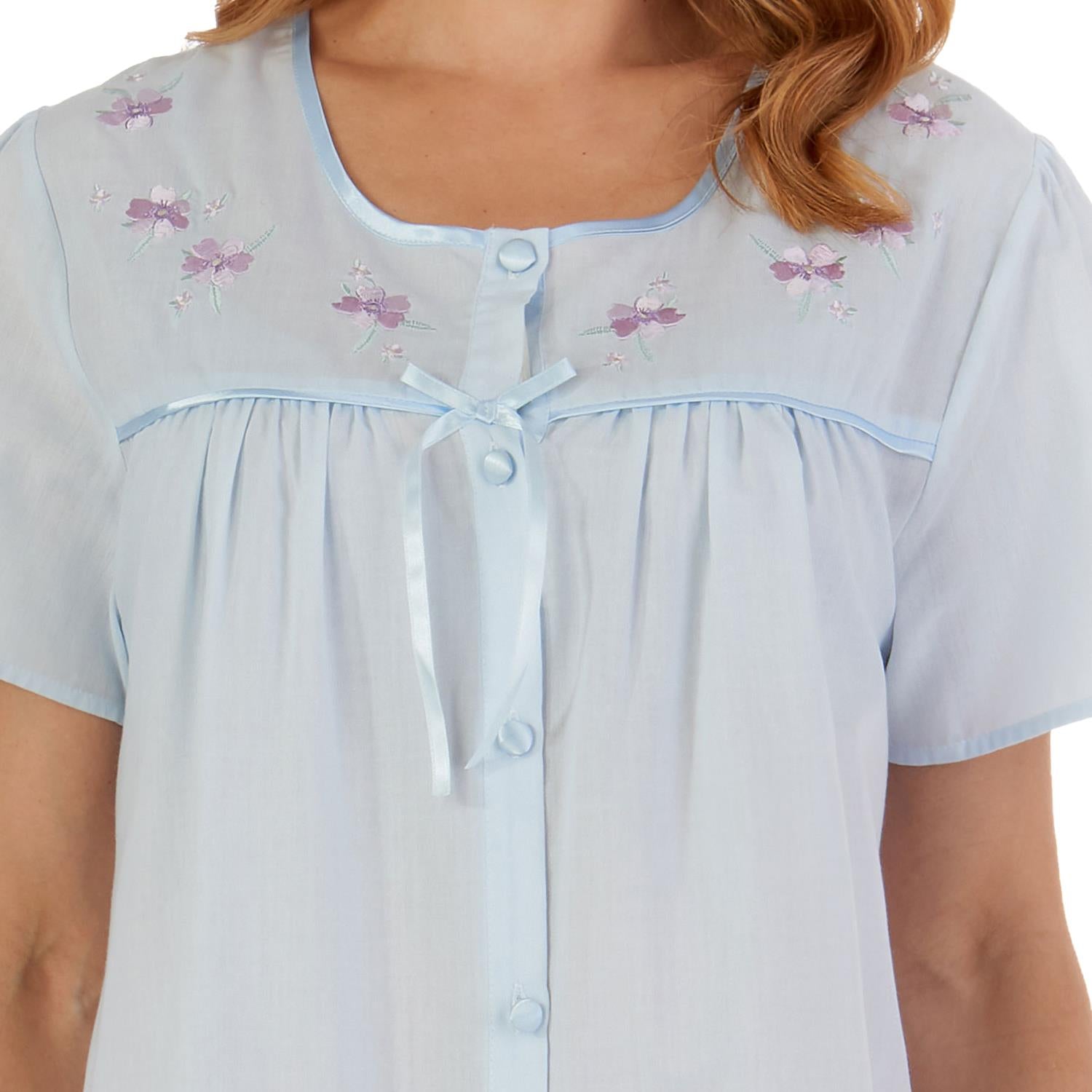 Slenderella Womens Polycotton Button Short Sleeve Nightie