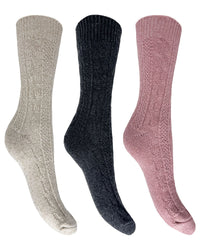 Bramble Womens 3 Pack Wool Blend Boot Socks