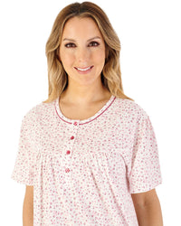 Slenderella Womens Ditsy Print 42" Short Sleeve Jersey Nightdress
