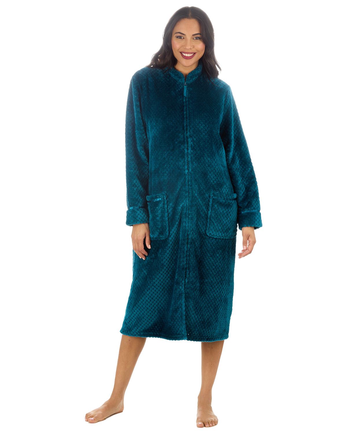 Undercover Womens Waffle Fleece Zip Dressing Gown