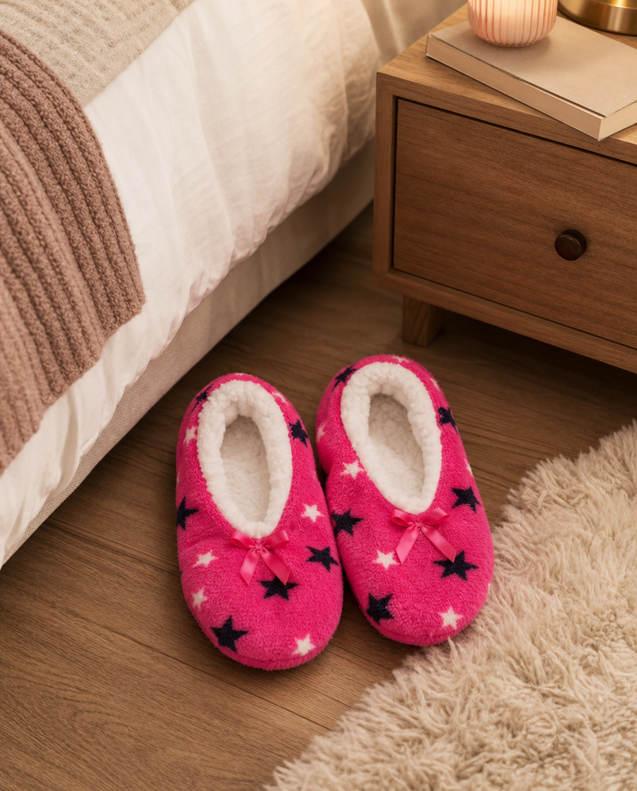 Womens Sherpa Lined Footie Slippers