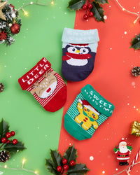 Festive Socks 3 Pairs Baby Xmas Cotton Rich Socks In Bag