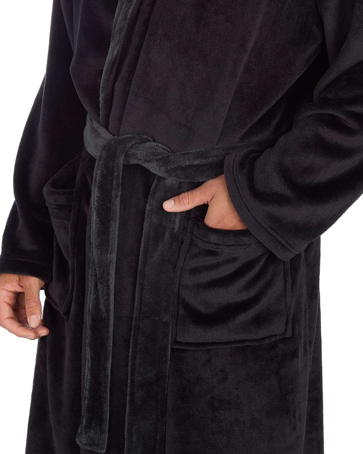 Huggable Mens Contrast Flannel Fleece Hooded Robe
