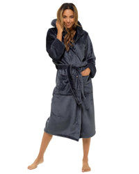 Womens Polished Fleece Cuff Detail Dressing Gown