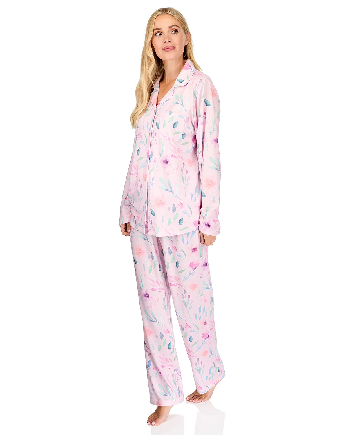 La Marquise Womens 'Watercolours' Long Sleeve Button Pyjamas