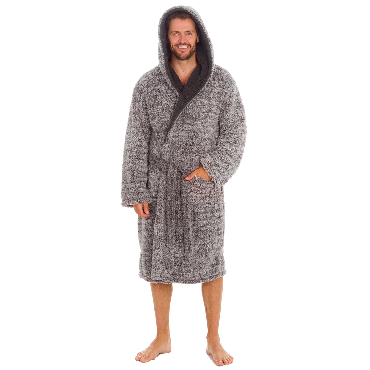 Slumber Hut Mens Sherpa Fleece Dressing Gown