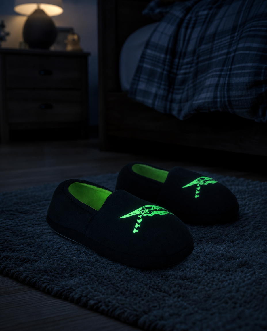 SlumberzzZ Boys Glow in the Dark Dinosaur Slippers