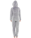Womens Long Pile Fleece Hooded Pyjamas