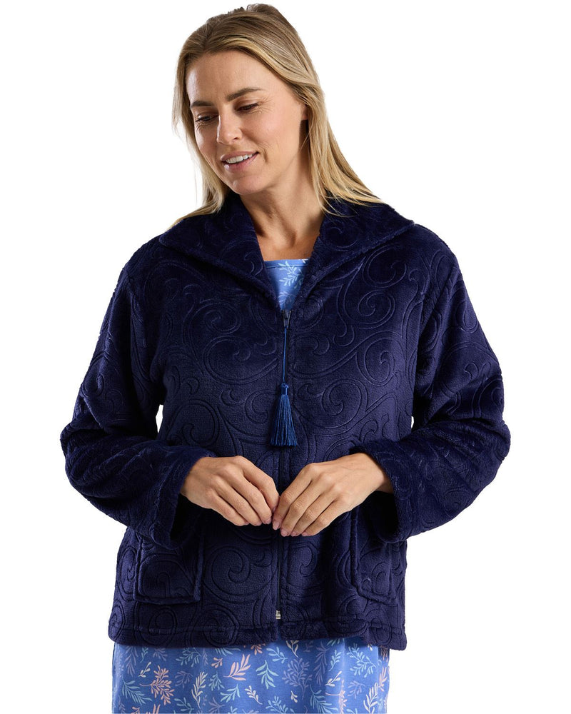 Marlon Womens Swirl Fleece Zip Bedjacket