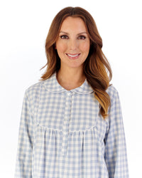 Slenderella Womens Brushed Woven Gingham 45" Long Sleeve Nightdress