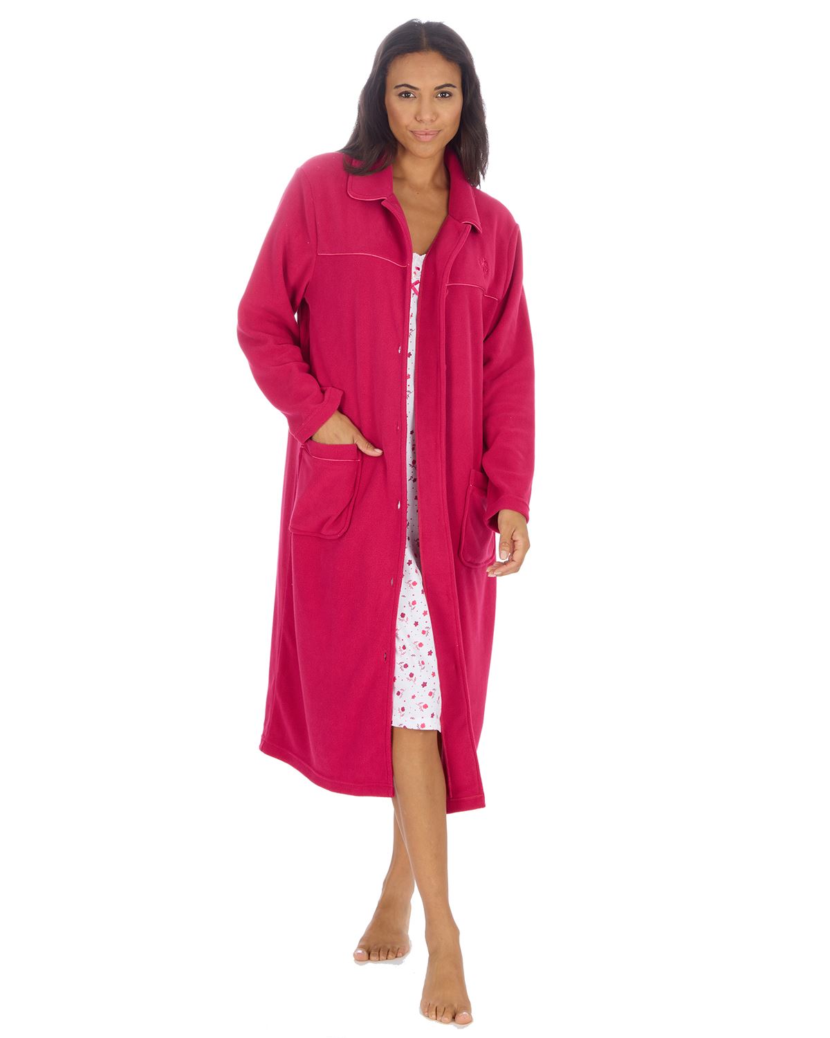 Lady Olga Womens Button Fleece Dressing Gown