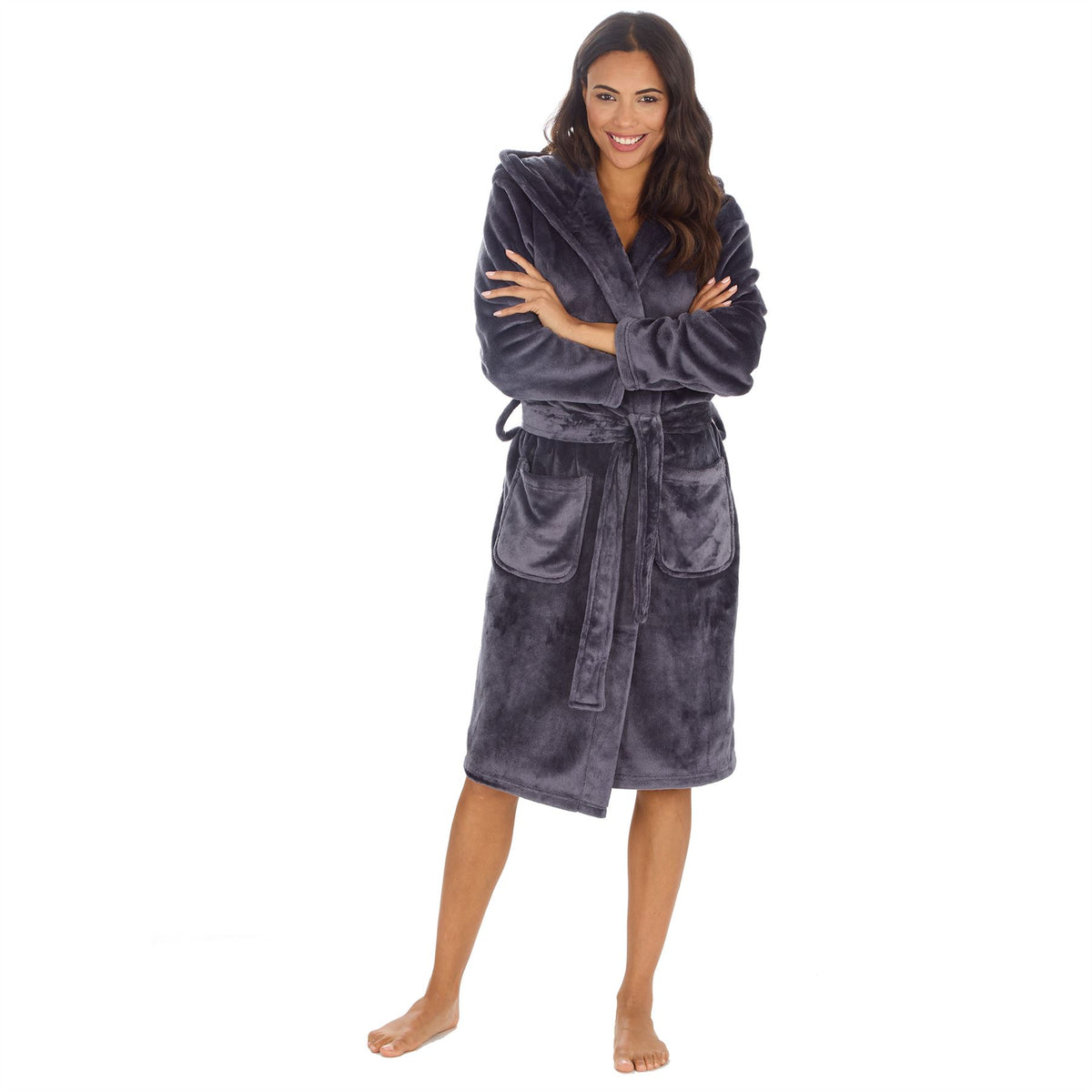 Slumber Hut Womens Polished Hooded Dressing Gown