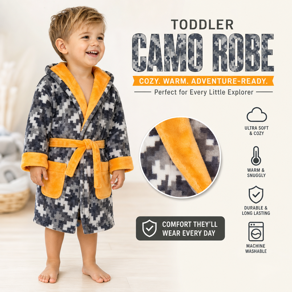 Boys Pixel Camo Dressing Gown
