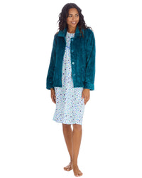 Countess Christie Womens Embossed Button Bed Jacket