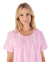 Slenderella Womens 42" Floral Gingham Short Sleeve Nightie