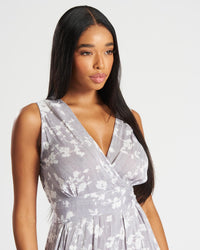 Pistachio Womens Wide Cross Over Print Dress