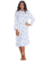 Countess Christie Womens Long Sleeve Floral Cotton Nightie
