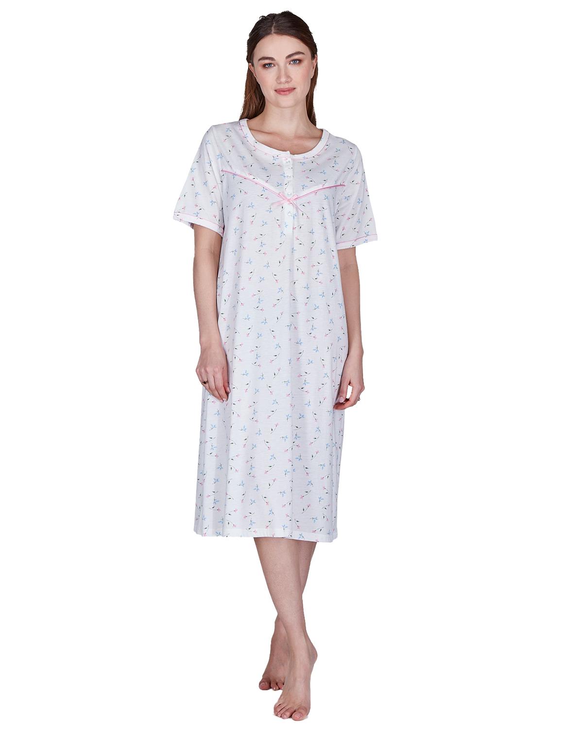 La Marquise Womens Flower Leaf Jersey Short Sleeve Nightie
