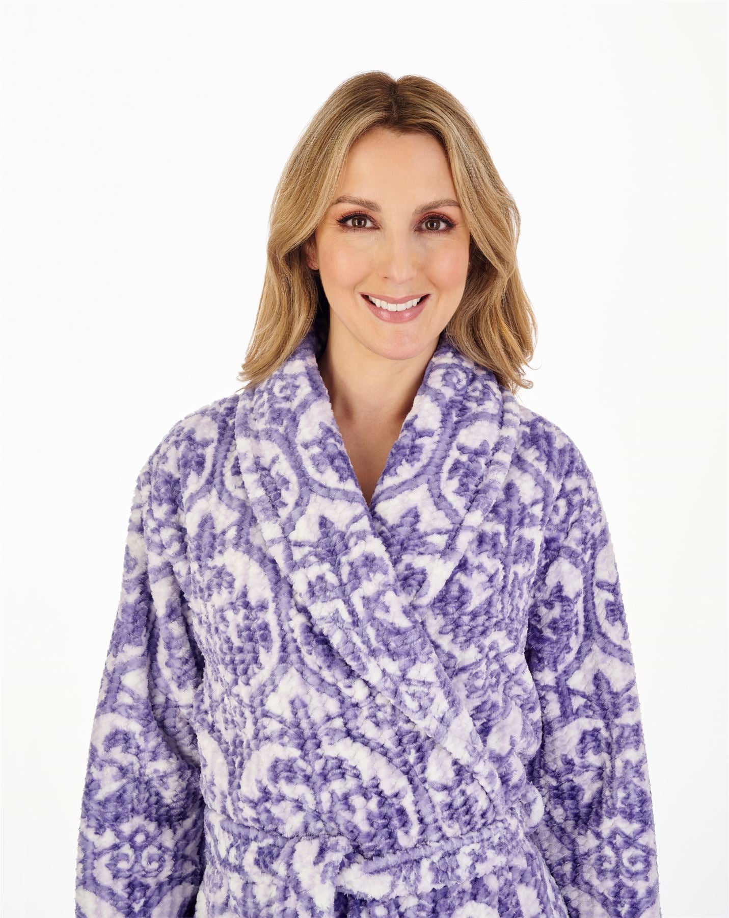 Slenderella Womens Printed Waffle Fleece Dressing Gown