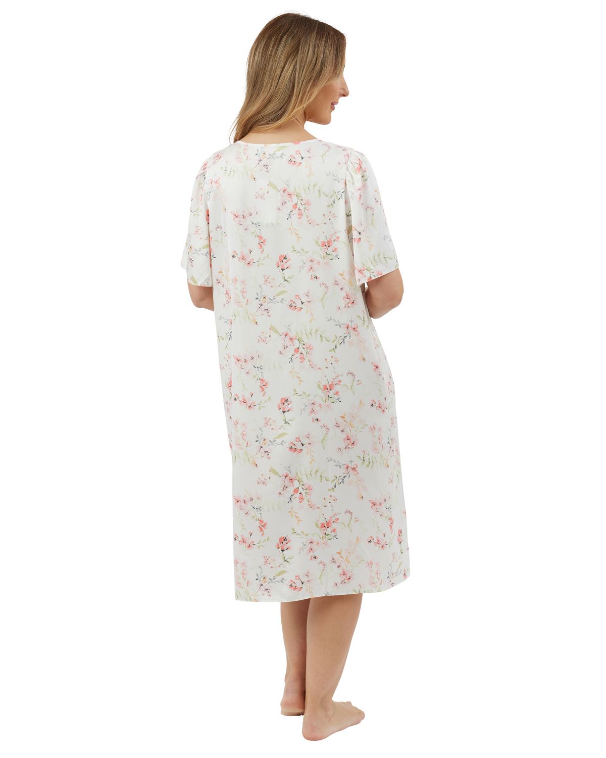 Marlon Womens 40" Watercolour Satin Short Sleeve Nightie