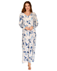 La Marquise Womens 'Berry & Blue' 43" & 50" Long Sleeve Jersey Nightie