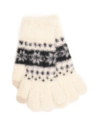 Foxbury Womens Fairisle Touch Screen Fluffy Gloves