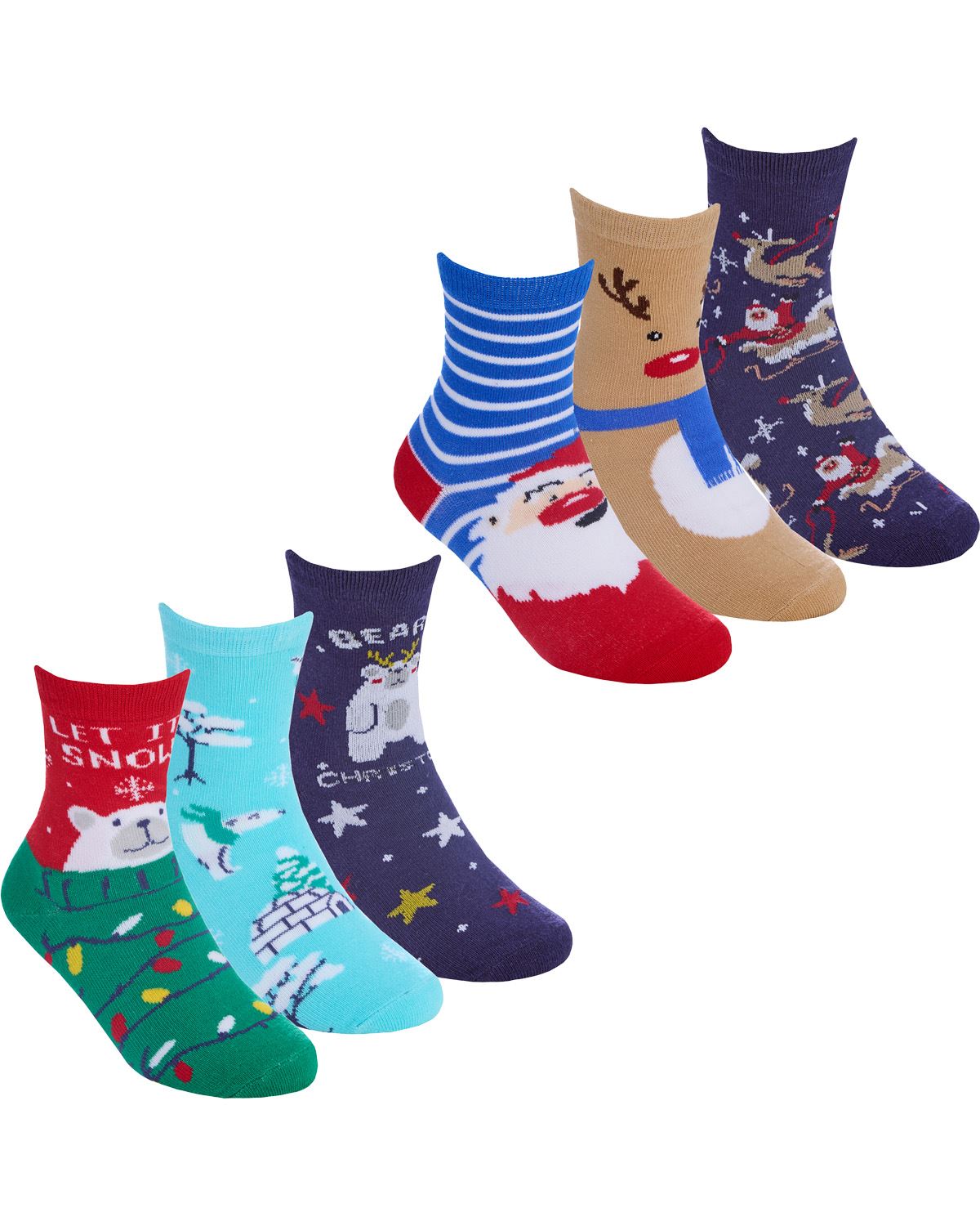 6 Pack Family Christmas Socks