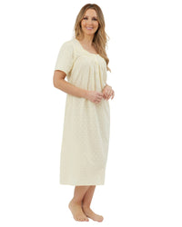 Marlon Womens Linear Floral 45" Short Sleeve Button Nightie
