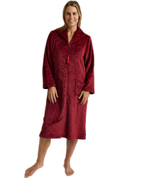Marlon Womens Swirl Fleece Zip Housecoat