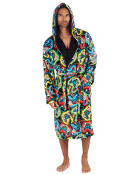 Huggable Mens Hooded Fleece Gamer Dressing Gown